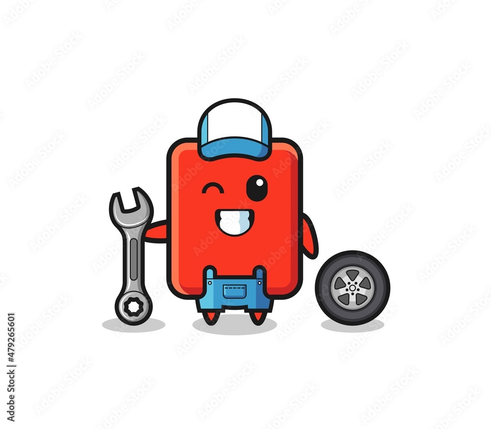 the red card character as a mechanic mascot