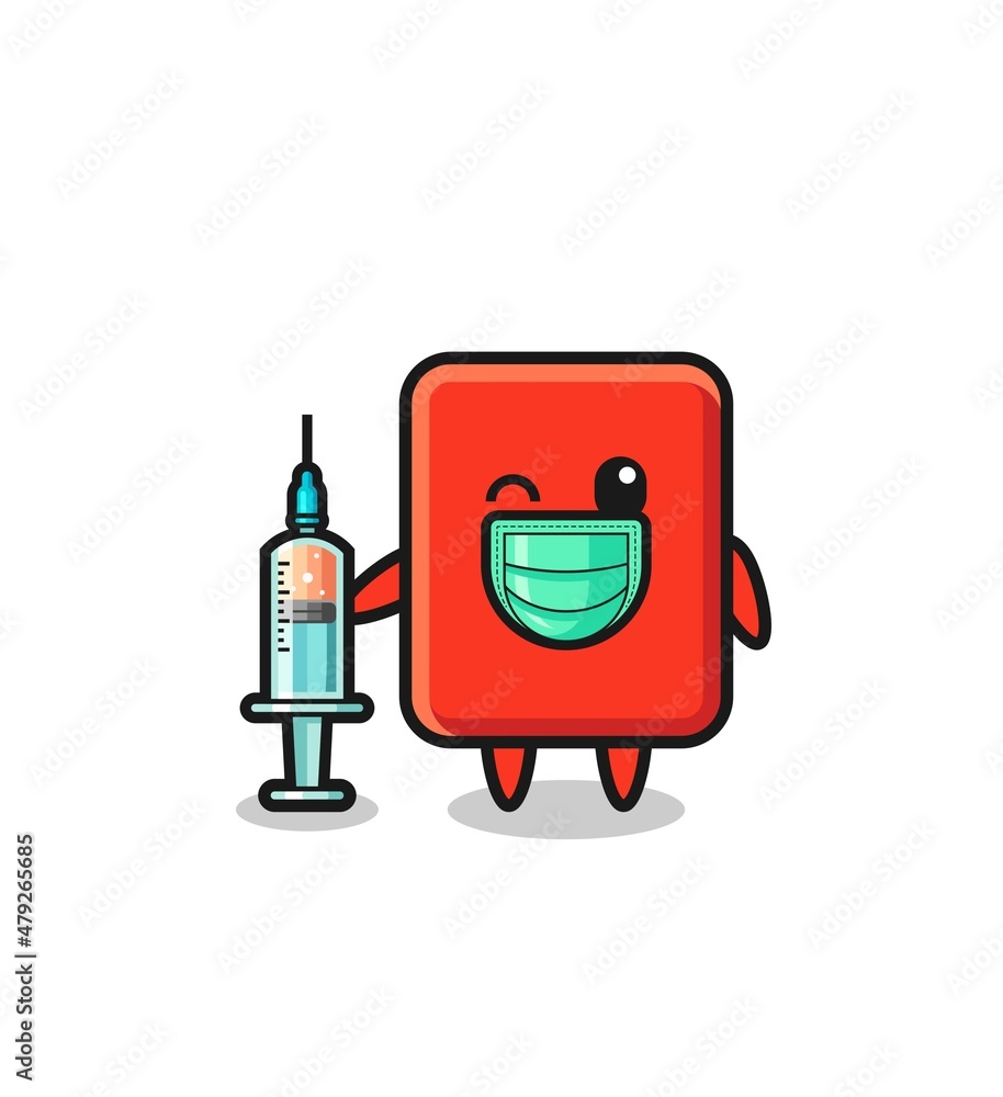 red card mascot as vaccinator red card mascot as vaccinator