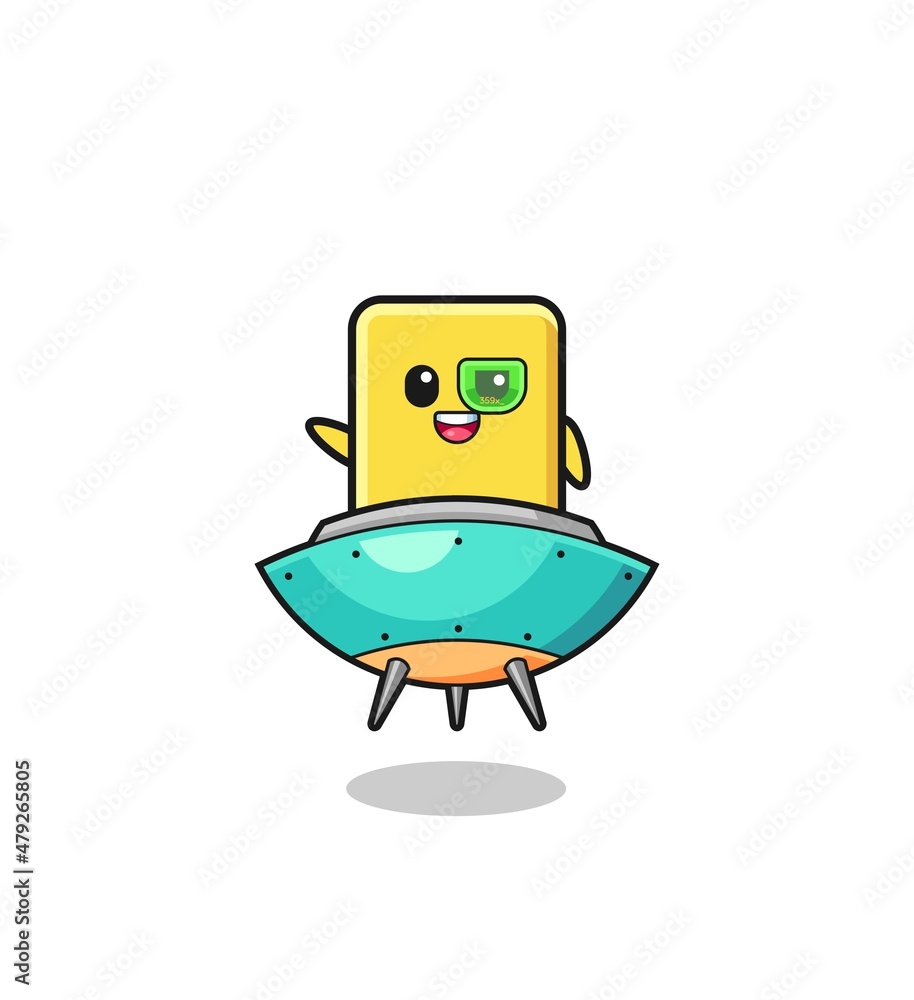 yellow card cartoon riding a future spaceship yellow card cartoon riding a future spaceship