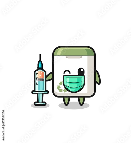 trash can mascot as vaccinator