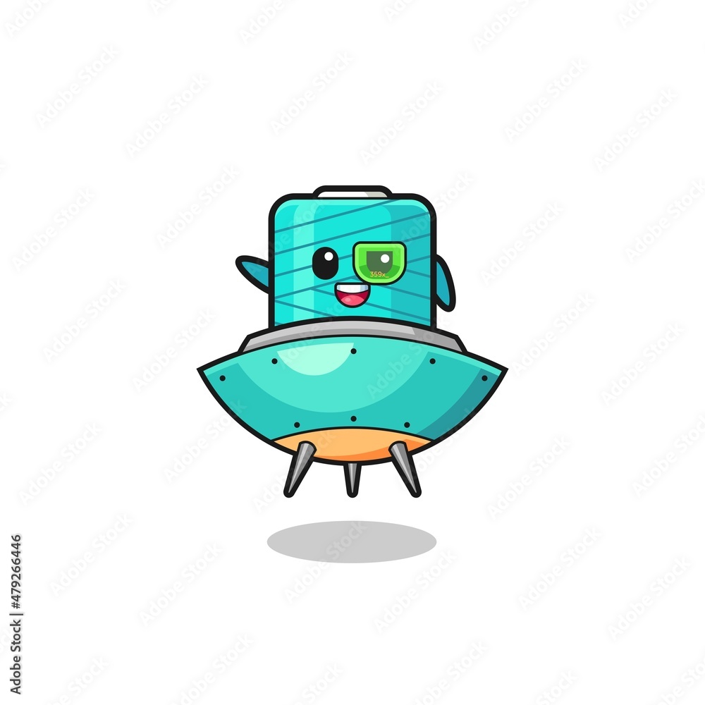 yarn spool cartoon riding a future spaceship yarn spool cartoon riding a future spaceship