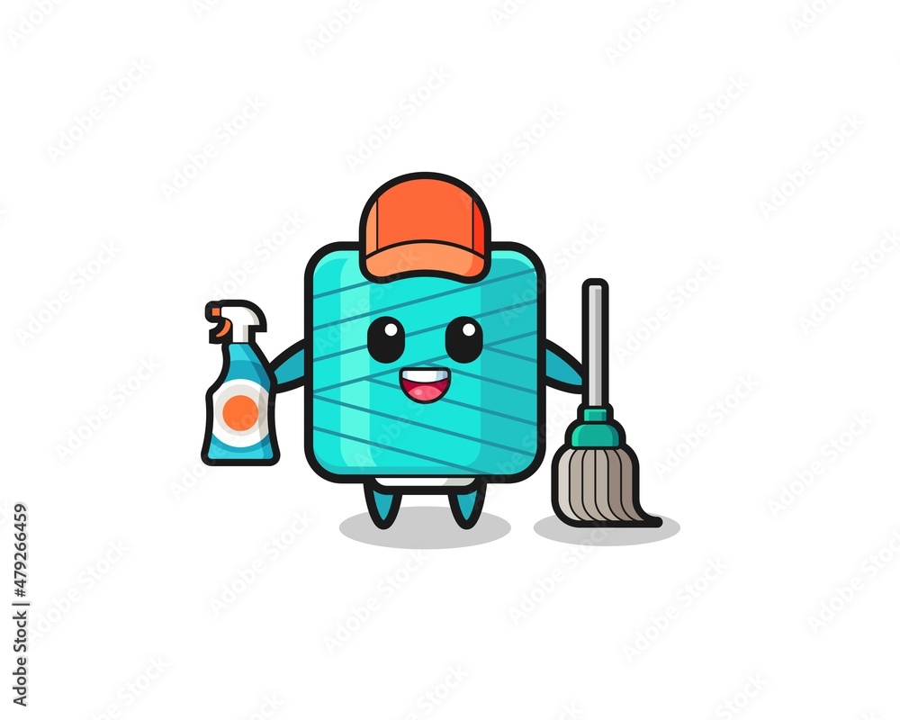 cute yarn spool character as cleaning services mascot cute yarn spool character as cleaning services mascot
