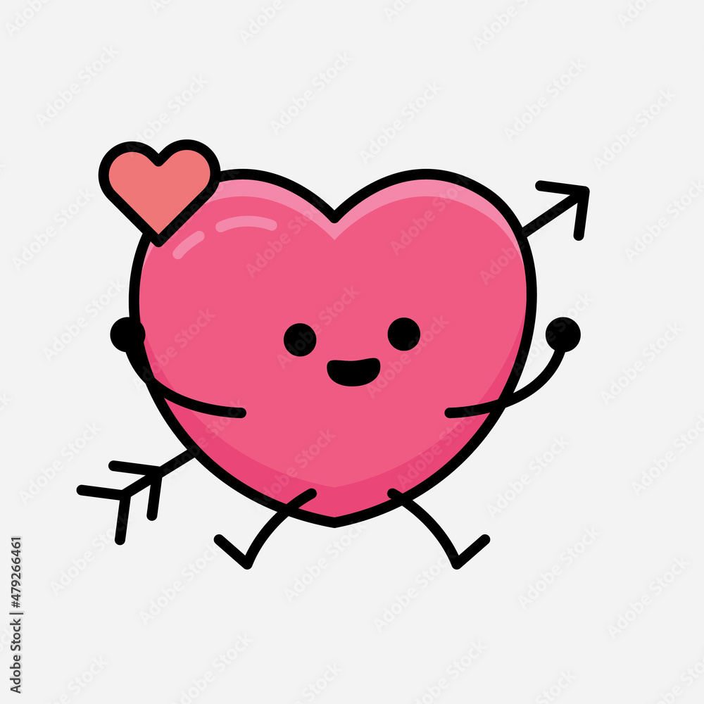 Fototapeta premium Heart with Arrow Mascot Character Vector Illustration