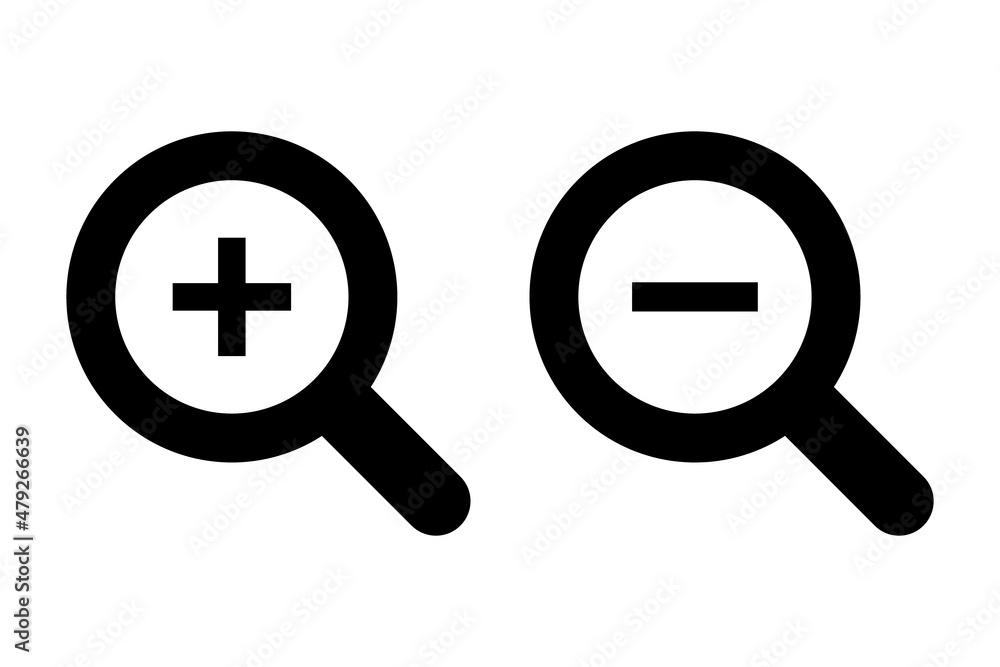 Zooming in and out magnifying glasses. Zooming in and out magnifying glasses.