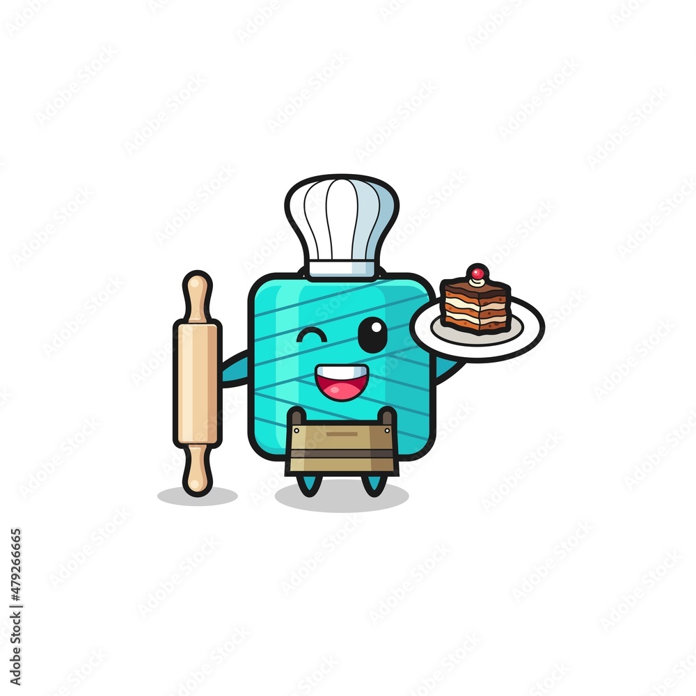 yarn spool as pastry chef mascot hold rolling pin yarn spool as pastry chef mascot hold rolling pin