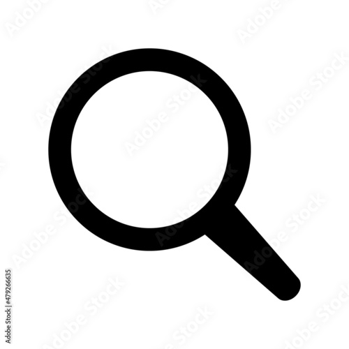 Black magnifying glass. Simple vector.