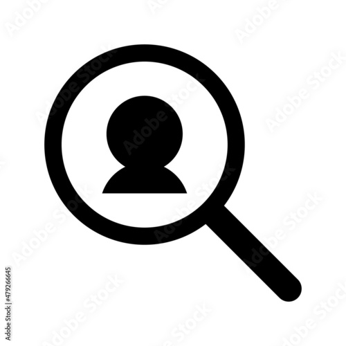 User icon and magnifying glass icon. Vector.