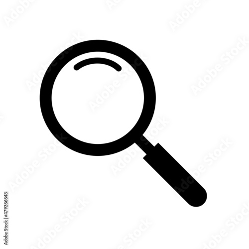 Magnifying silhouette icon in black. Vector.