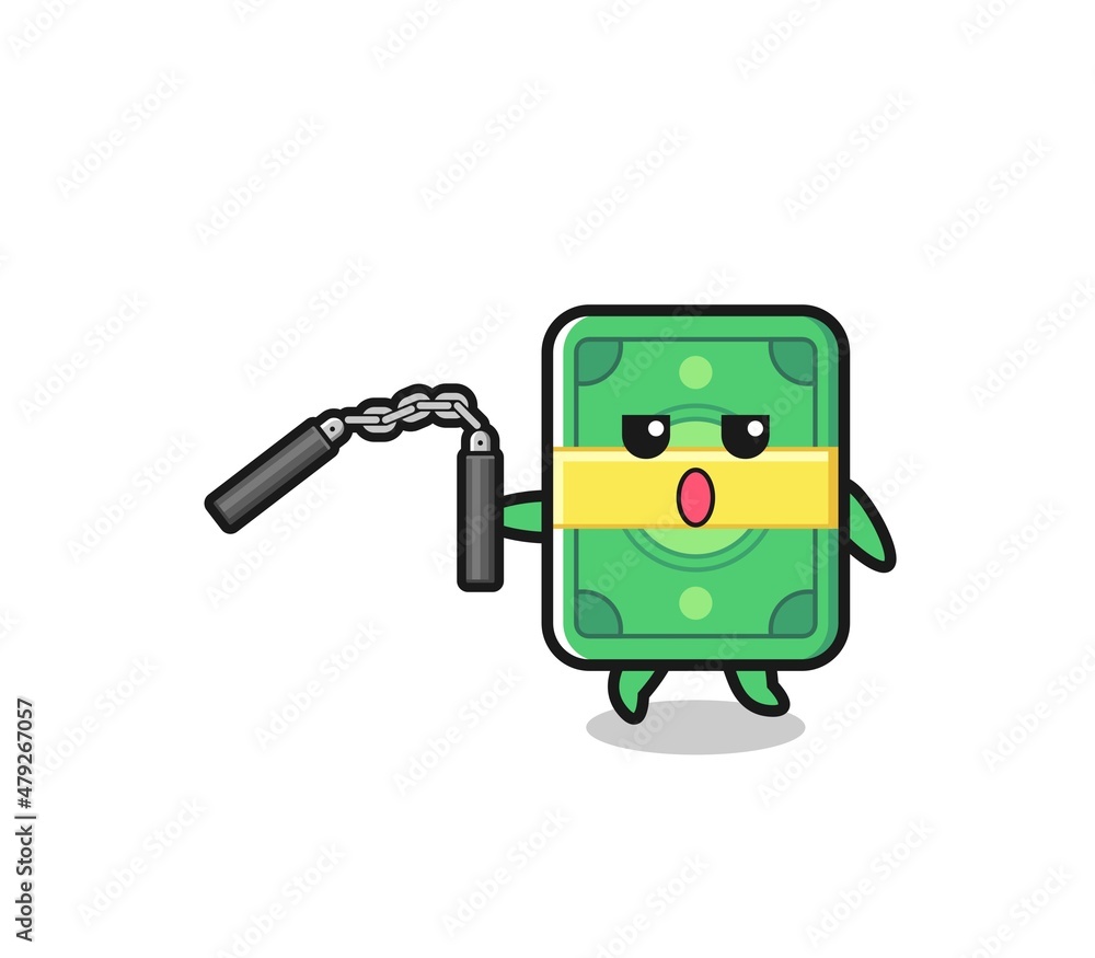 cartoon of money using nunchaku cartoon of money using nunchaku