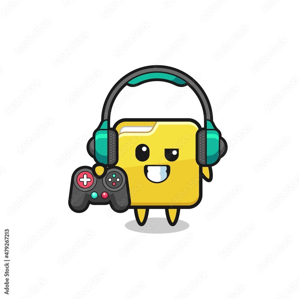 folder gamer mascot holding a game controller folder gamer mascot holding a game controller