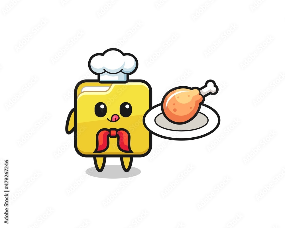folder fried chicken chef cartoon character