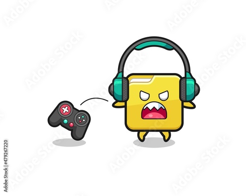 folder gamer mascot is angry