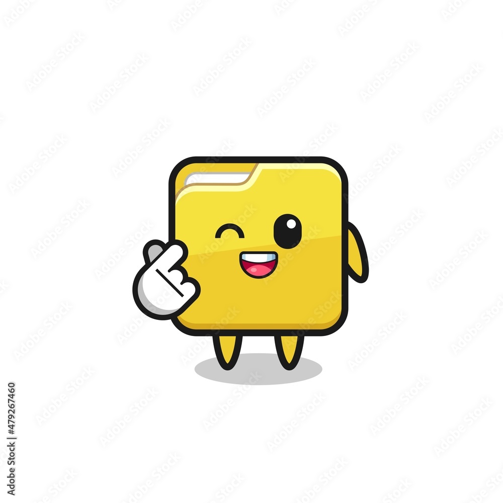 folder character doing Korean finger heart folder character doing Korean finger heart