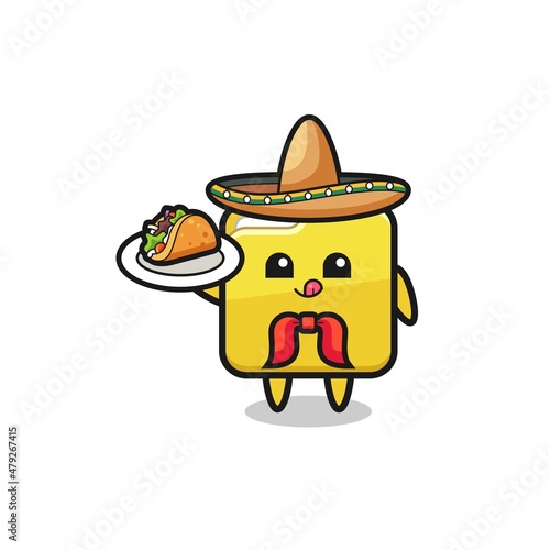 folder Mexican chef mascot holding a taco