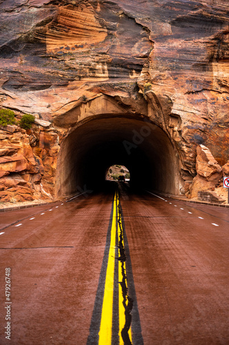 Tunnel Through Large Stone Wall In Zion photo
