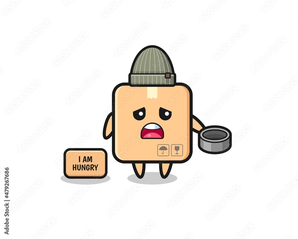 cute cardboard box beggar cartoon character cute cardboard box beggar cartoon character