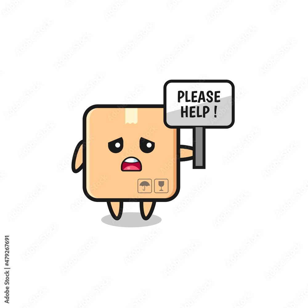 cute cardboard box hold the please help banner cute cardboard box hold the please help banner