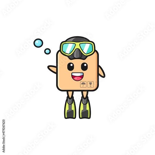 the cardboard box diver cartoon character