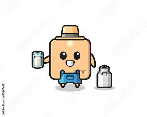 cardboard box cartoon as the dairy farmer