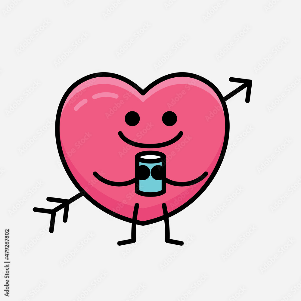 Heart with Arrow Mascot Character Vector Illustration