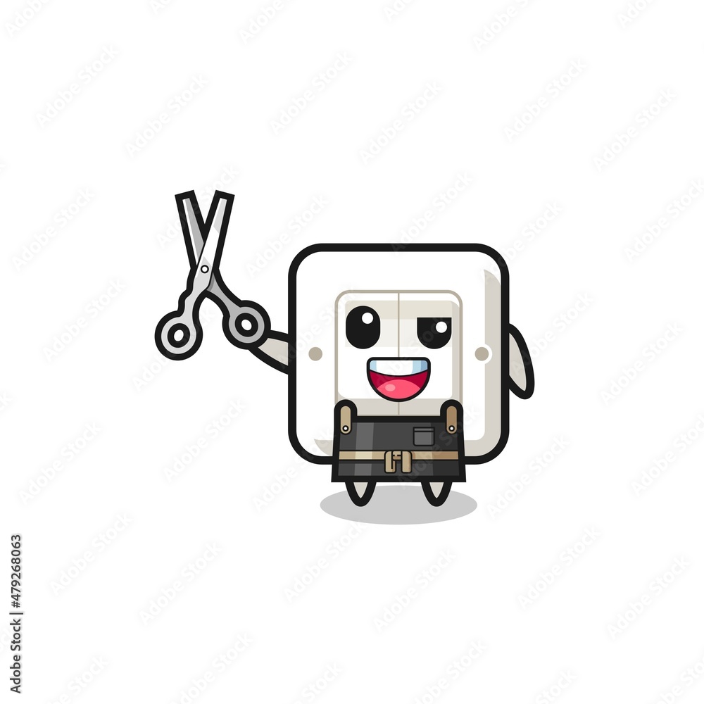 light switch character as barbershop mascot