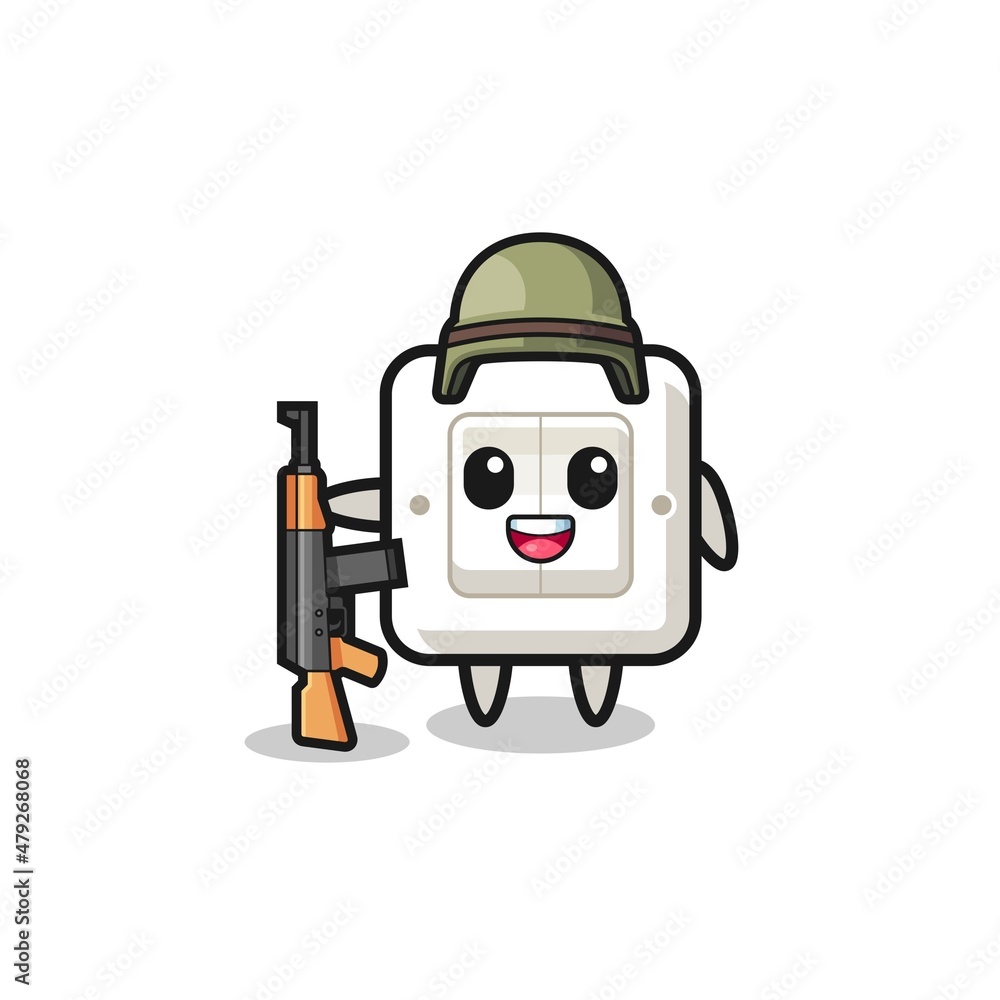 cute light switch mascot as a soldier cute light switch mascot as a soldier
