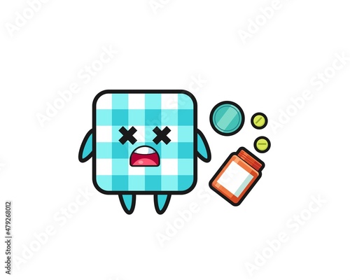 illustration of overdose checkered tablecloth character