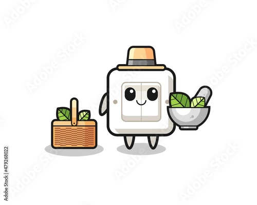 light switch herbalist cute cartoon