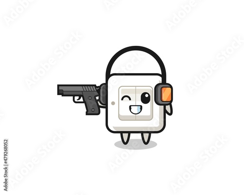 illustration of light switch cartoon doing shooting range