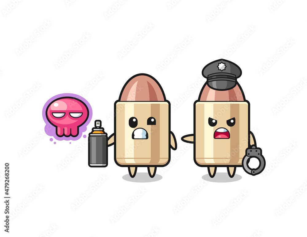 bullet cartoon doing vandalism and caught by the police bullet cartoon doing vandalism and caught by the police