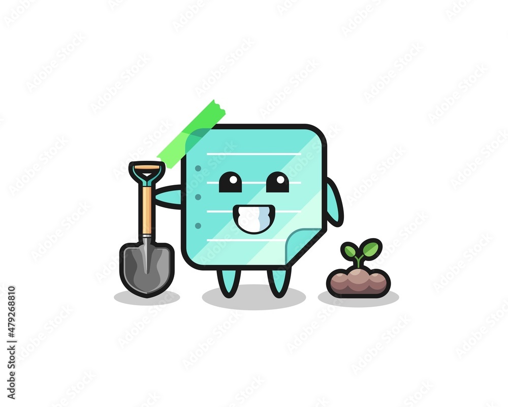 cute blue sticky notes cartoon is planting a tree seed cute blue sticky notes cartoon is planting a tree seed
