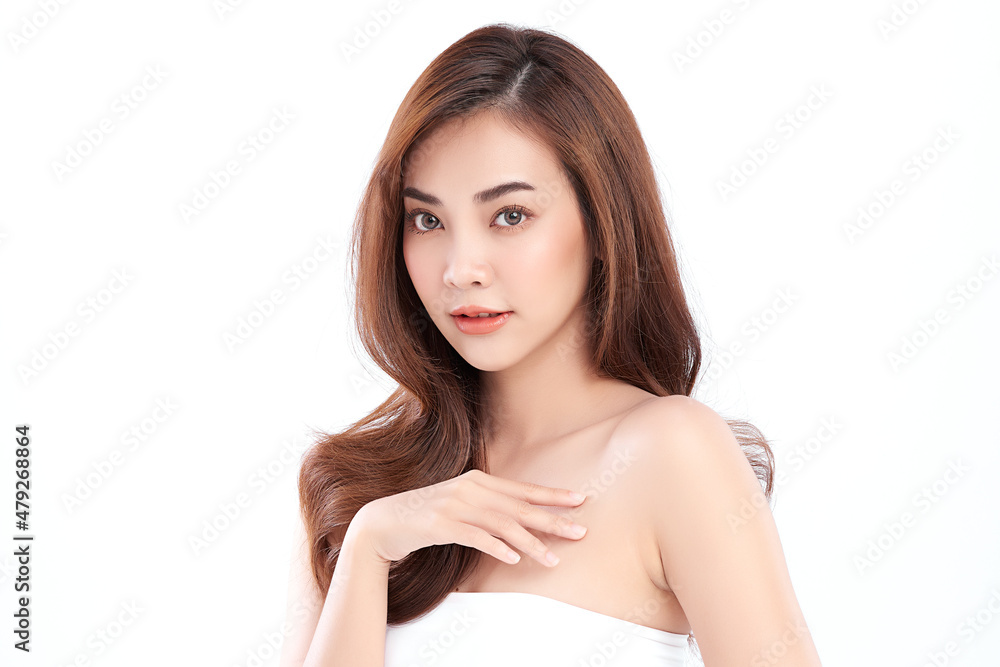 Beautiful young asian woman with clean fresh skin on white background, Face care, Facial treatment, Cosmetology, beauty and spa, Asian women portrait. Beautiful young asian woman with clean fresh skin on white background, Face care, Facial treatment, Cosmetology, beauty and spa, Asian women portrait.
