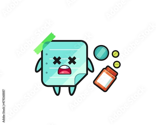 illustration of overdose blue sticky notes character © heriyusuf
