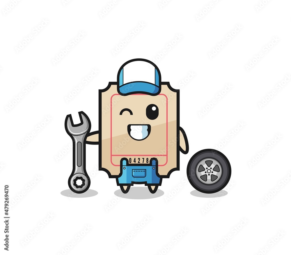 the ticket character as a mechanic mascot the ticket character as a mechanic mascot