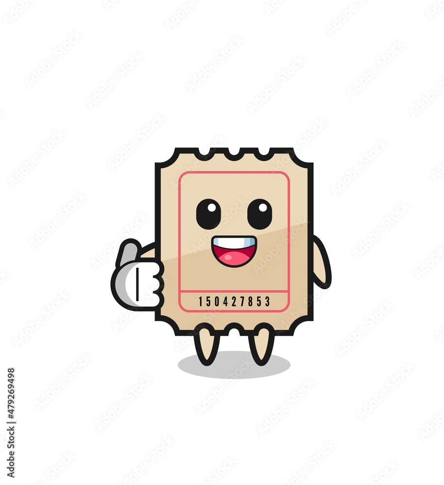 ticket mascot doing thumbs up gesture ticket mascot doing thumbs up gesture
