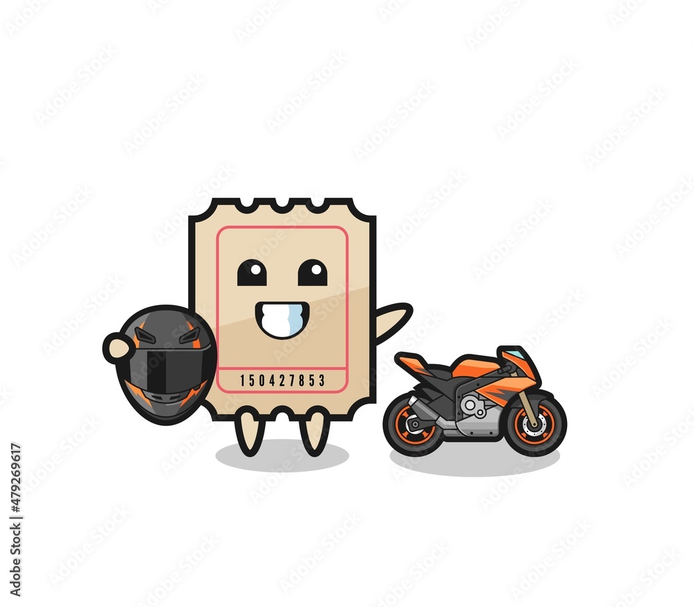 cute ticket cartoon as a motorcycle racer cute ticket cartoon as a motorcycle racer