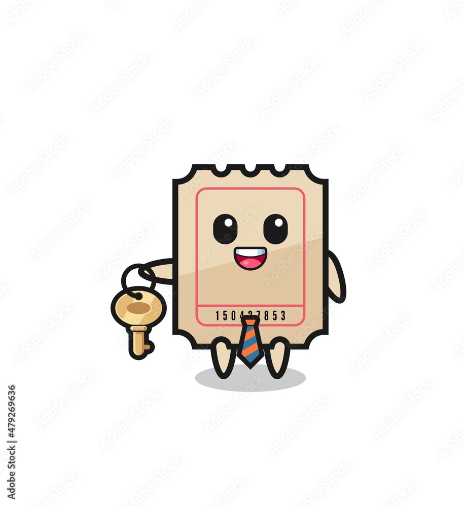 cute ticket as a real estate agent mascot