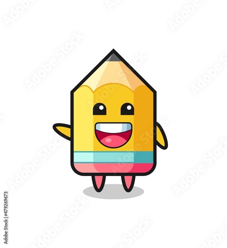 happy pencil cute mascot character
