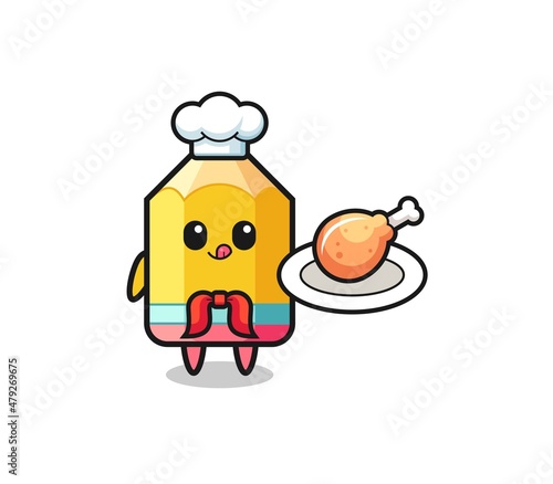 pencil fried chicken chef cartoon character