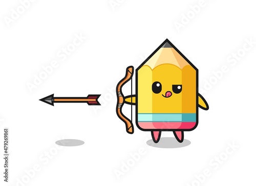 illustration of pencil character doing archery