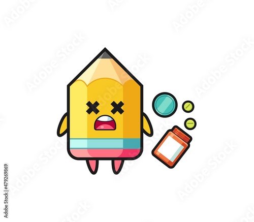 illustration of overdose pencil character