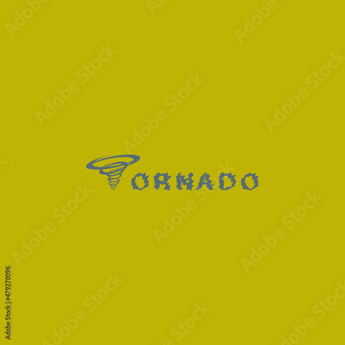 A flat, simple, and minimalist typography design of a word Tornado