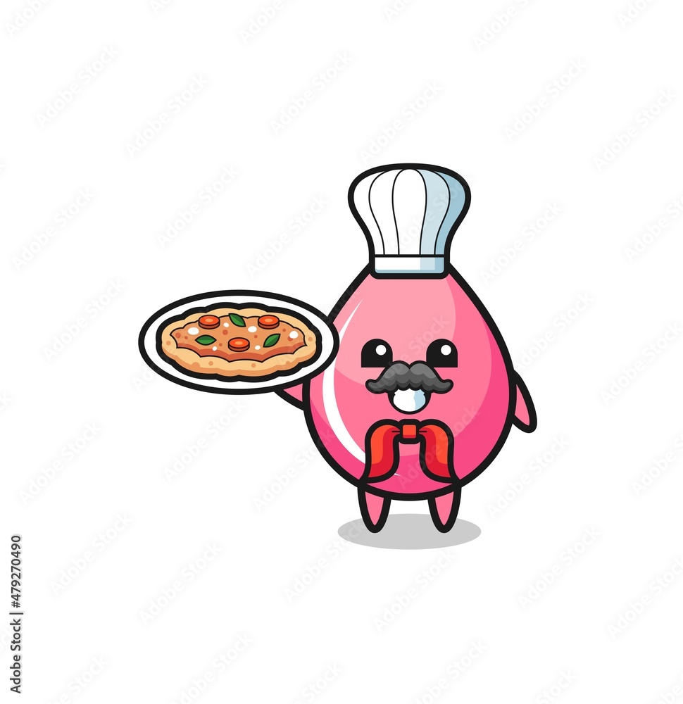 strawberry juice drop character as Italian chef mascot strawberry juice drop character as Italian chef mascot