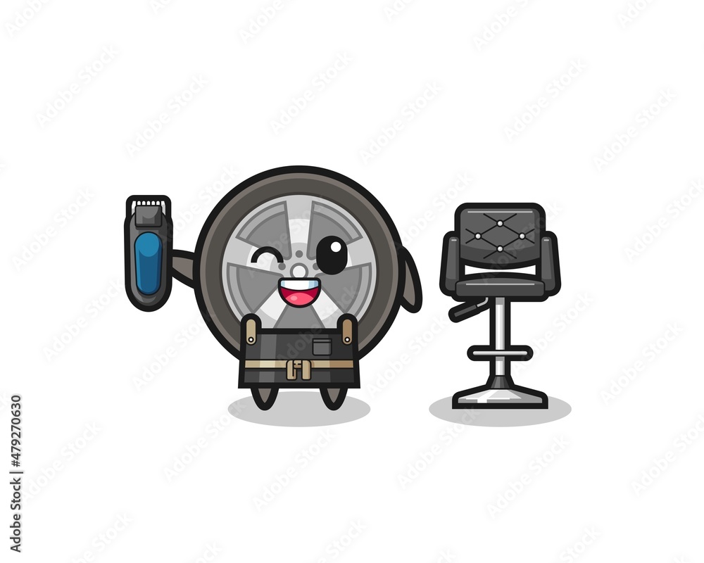 car wheel barbershop is holding a trimer car wheel barbershop is holding a trimer
