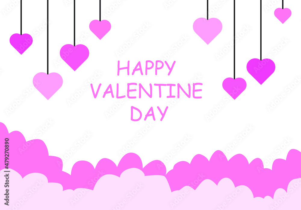 valentine copy space illustration decorated with heart-shaped elements. a vector graphic composition for romantic theme design. editable background in pink colors.