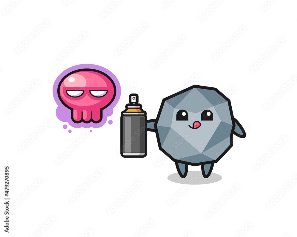 stone cartoon make a graffiti with a spray paint stone cartoon make a graffiti with a spray paint
