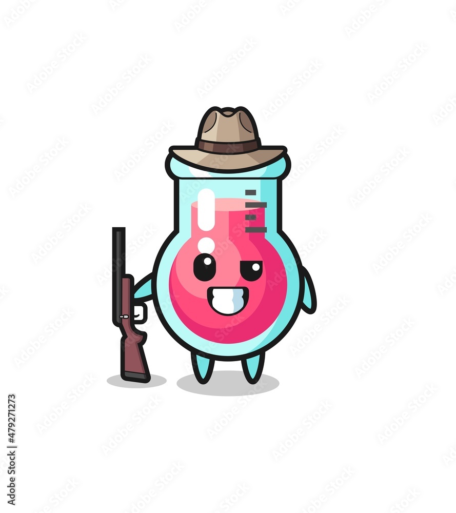laboratory beaker hunter mascot holding a gun laboratory beaker hunter mascot holding a gun