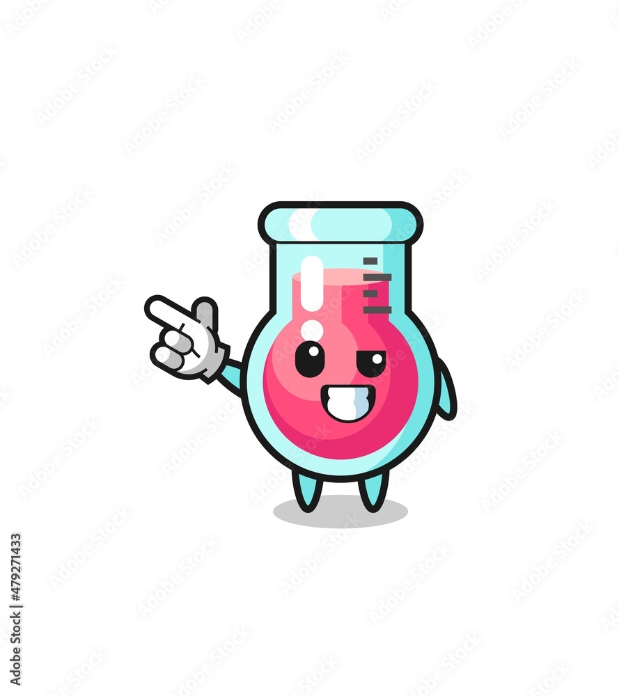 laboratory beaker mascot pointing top left laboratory beaker mascot pointing top left