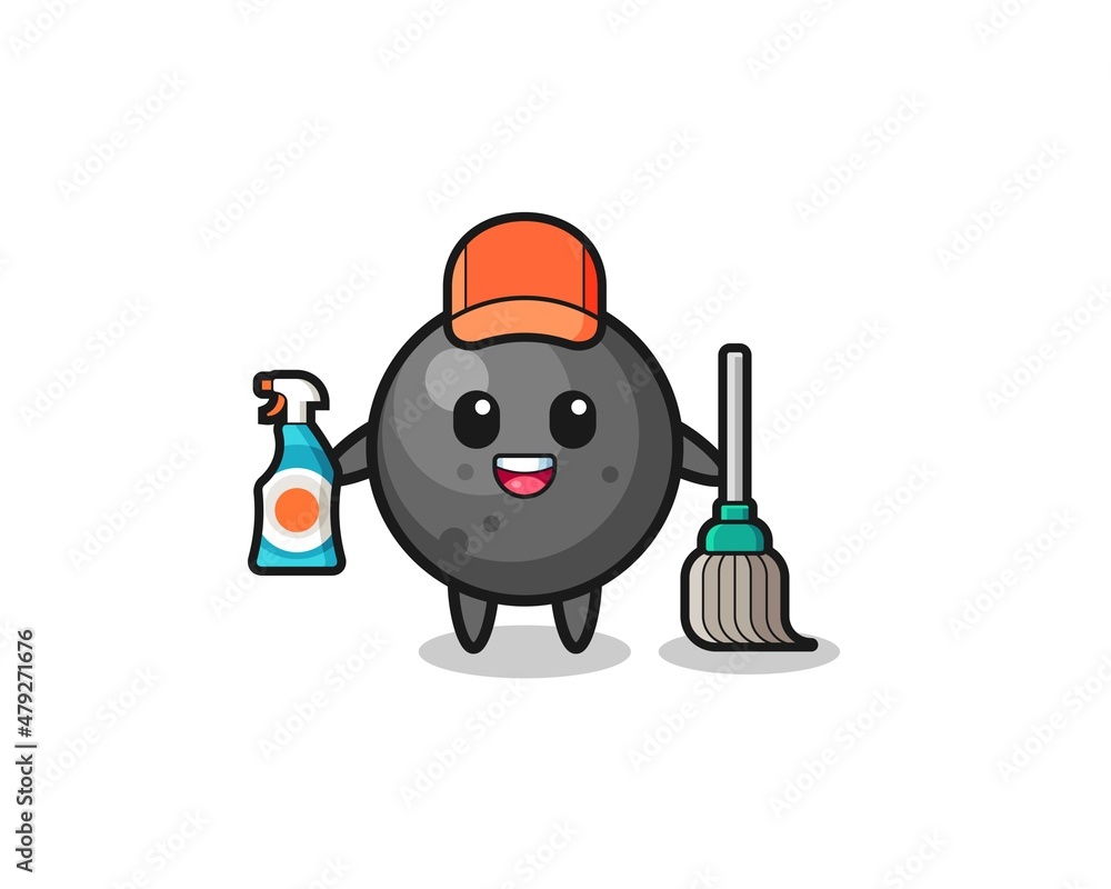 cute cannon ball character as cleaning services mascot