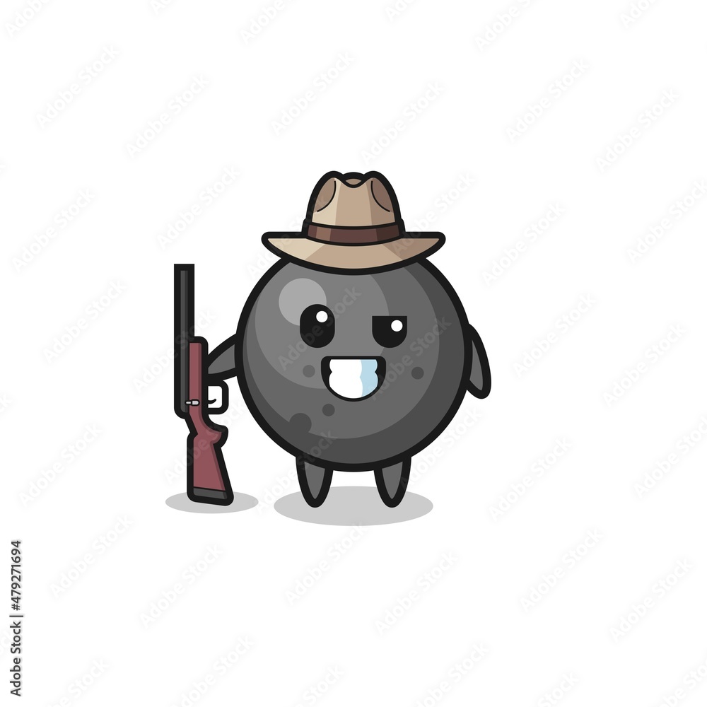 Fototapeta premium cannon ball hunter mascot holding a gun